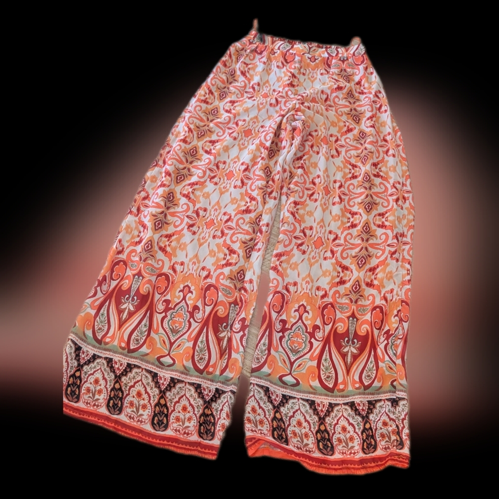 Fashion Nova Red and Orange Wide Leg Jumpsuit